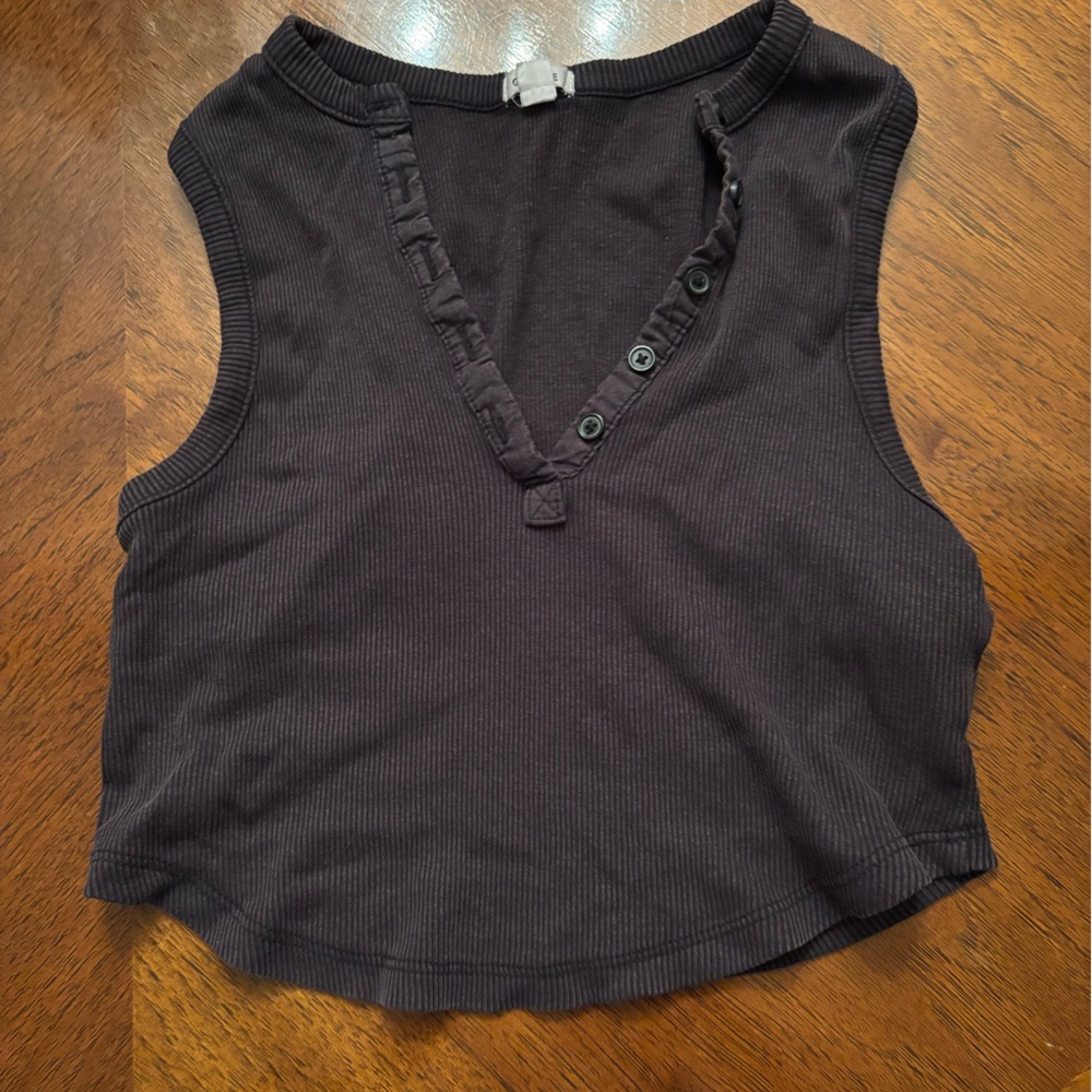 Garage Charcoal Ribbed Tank Top